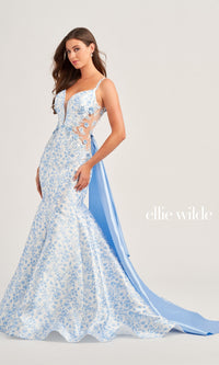 Ellie Wilde Long Blue Mermaid Prom Dress EW35033