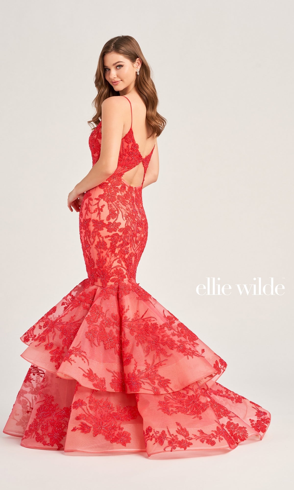 Ellie Wilde Long Lace Mermaid Prom Dress EW35038