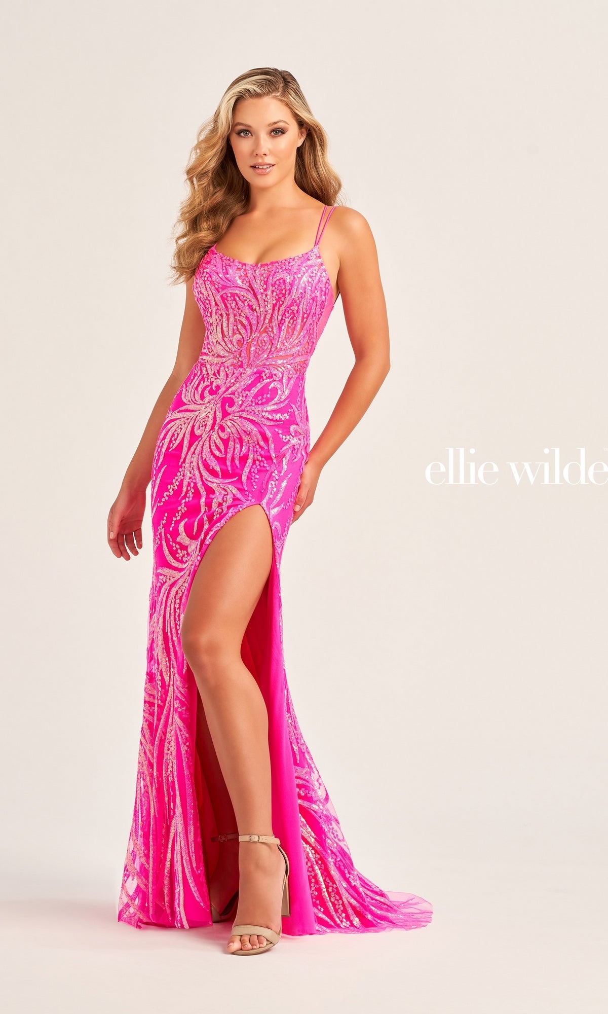 Sequin Ellie Wilde Long Designer Dress EW35046