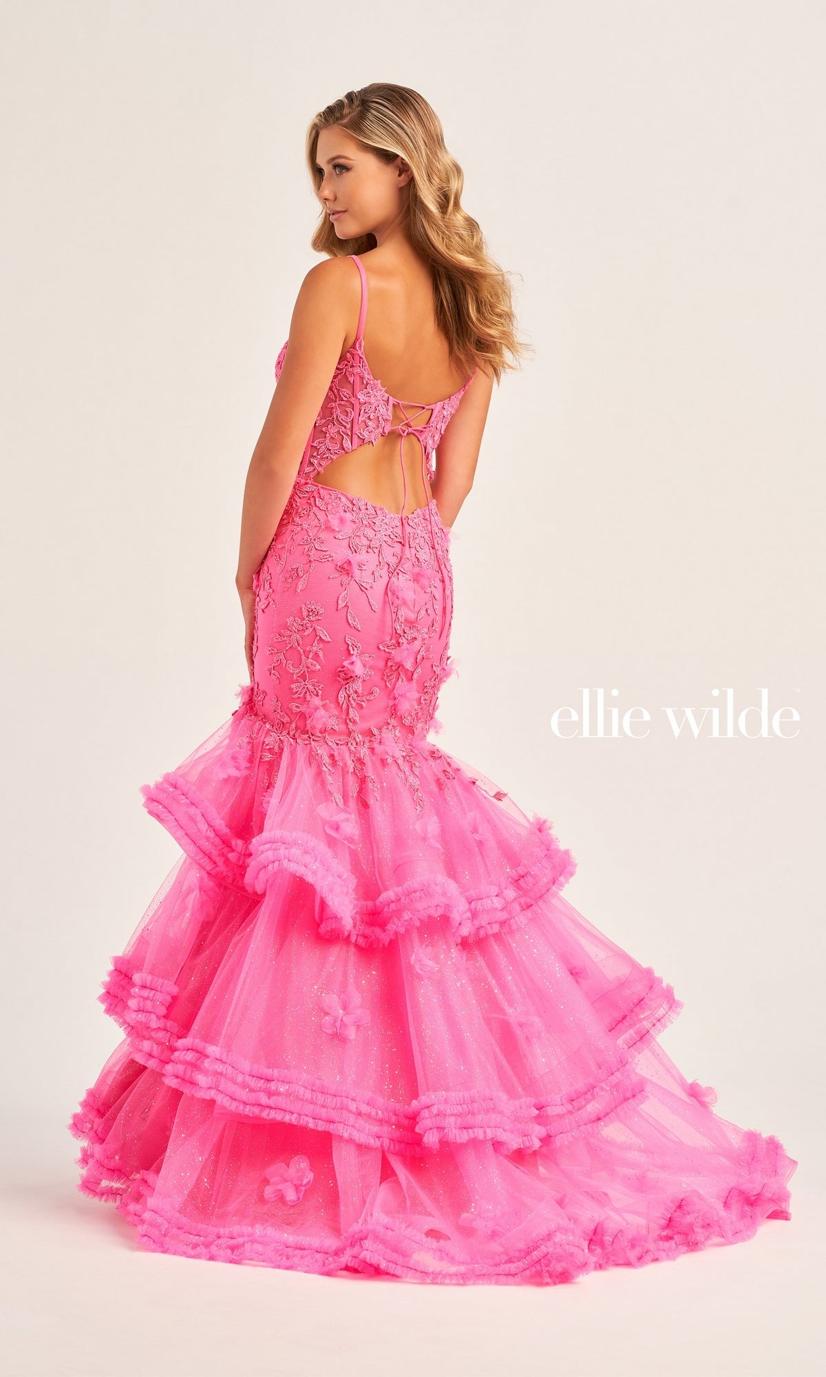 Ellie Wilde Tiered Mermaid Prom Dress EW35050