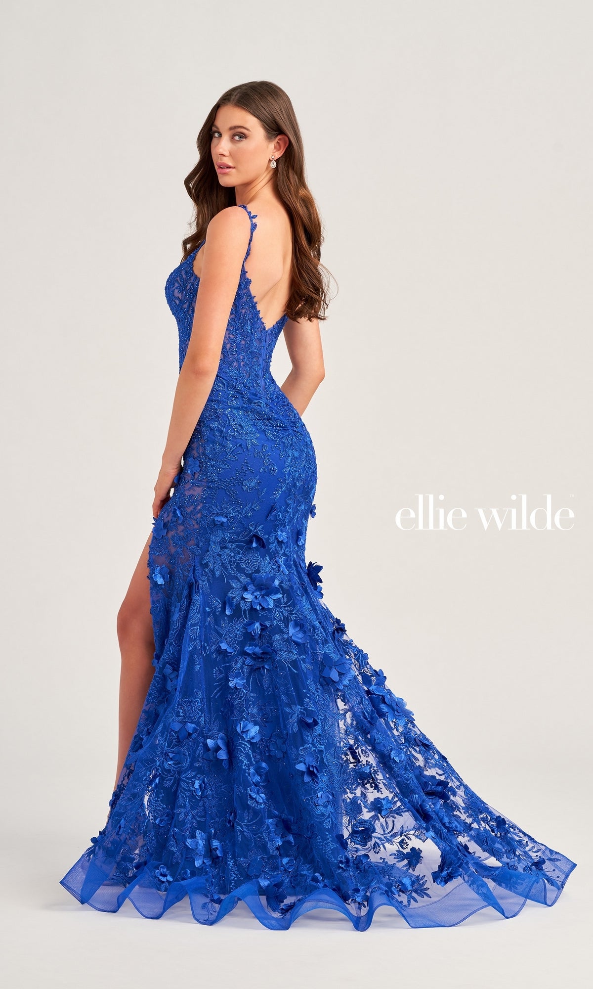 Embroidered Ellie Wilde Long Prom Dress EW35053