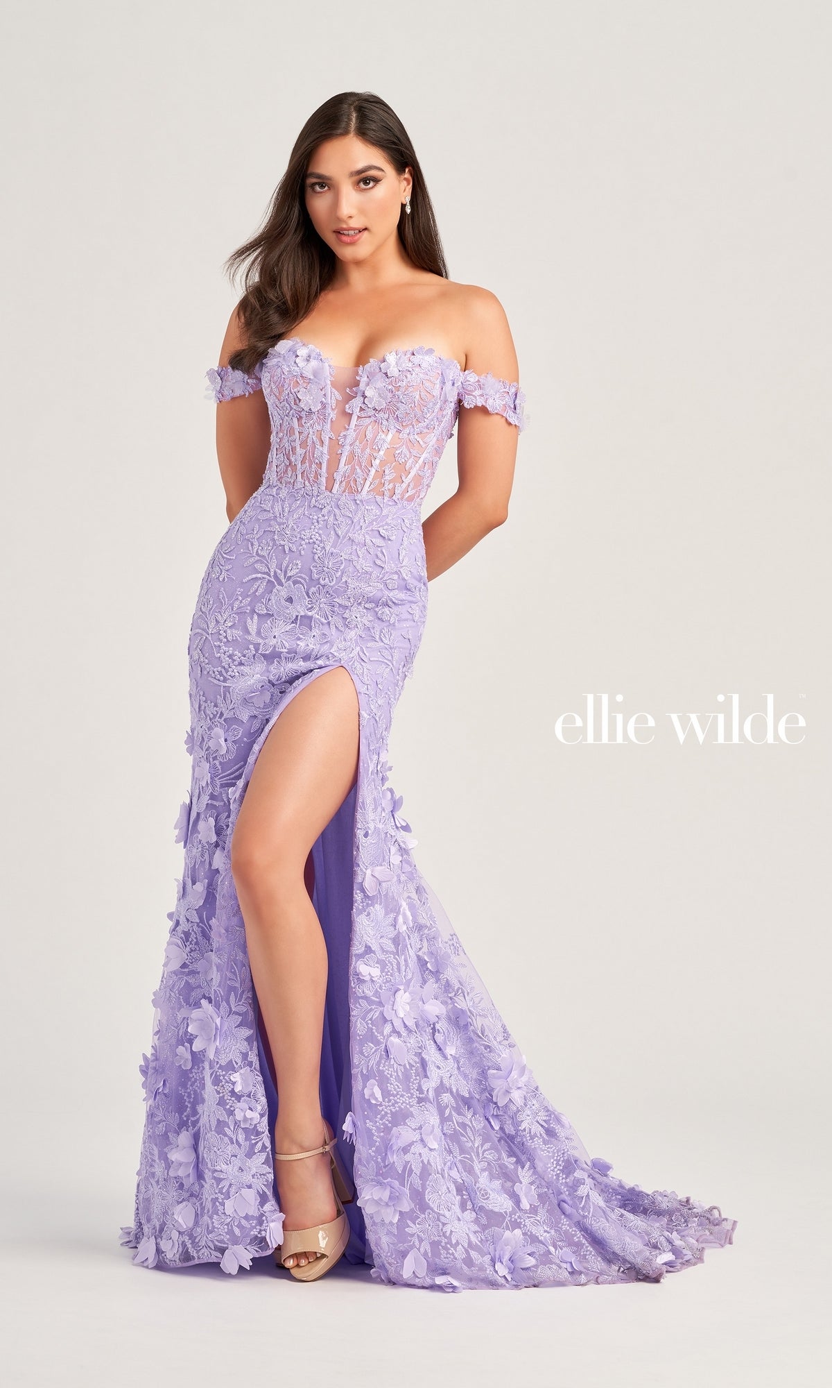 Off-Shoulder Ellie Wilde EW35054 Prom Dress