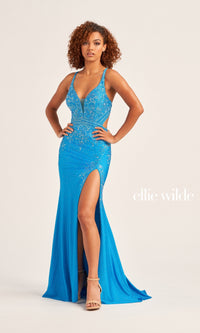 Ellie Wilde Long Designer Prom Dress EW35063