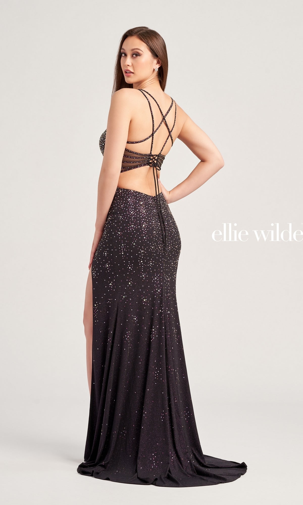 Ellie Wilde Tight Long Glitter Prom Dress EW35064