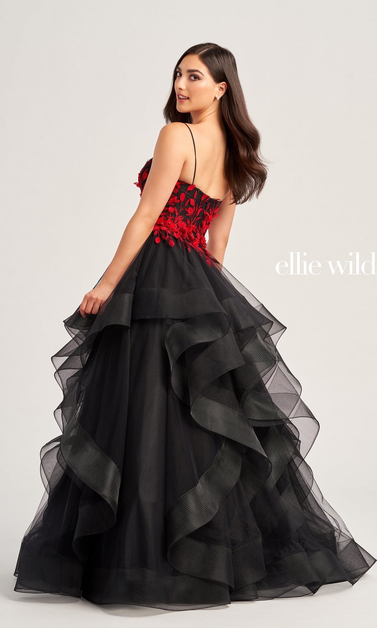 Ellie Wilde Floral Long Tiered Ball Gown EW35070