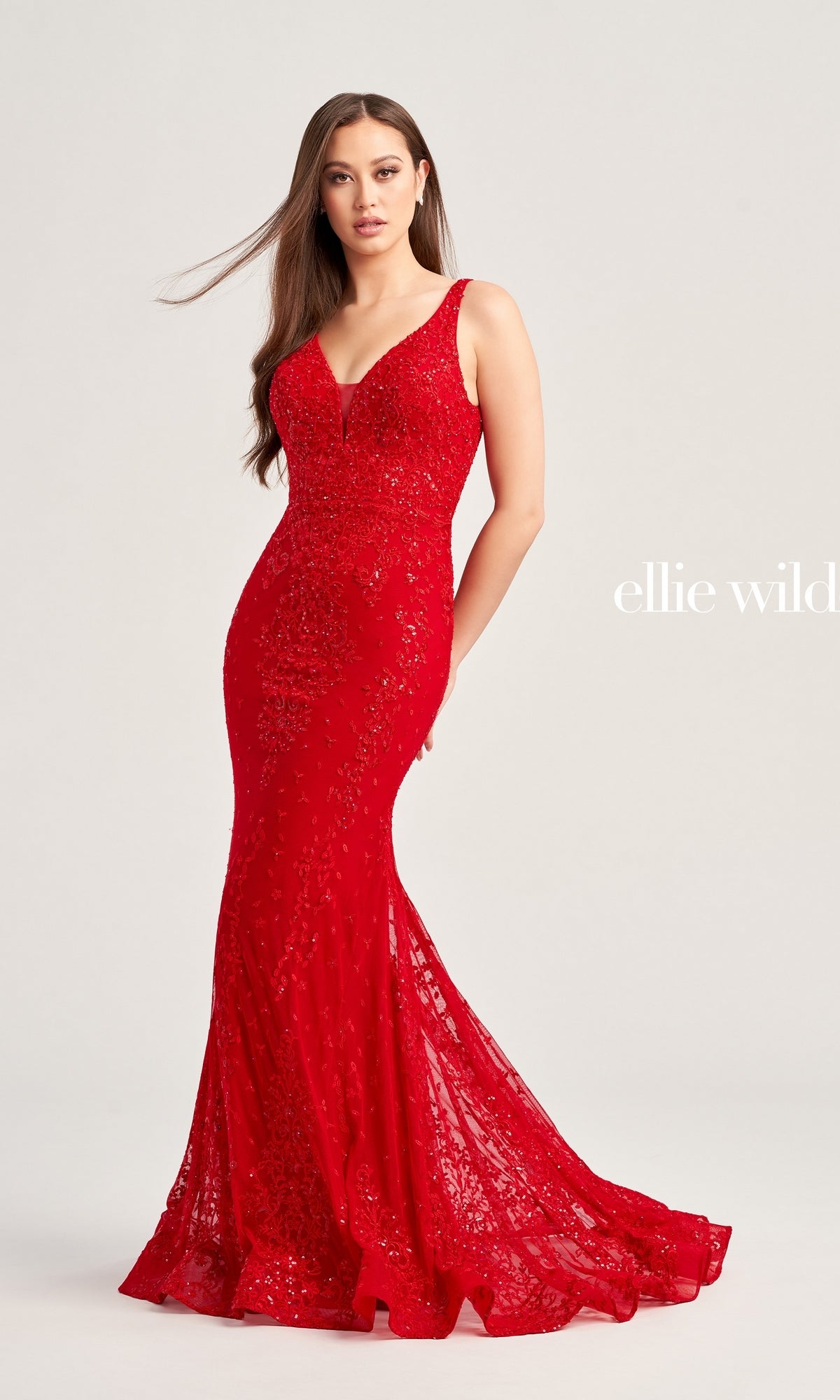 Ellie Wilde Embroidered Long Prom Dress EW35072
