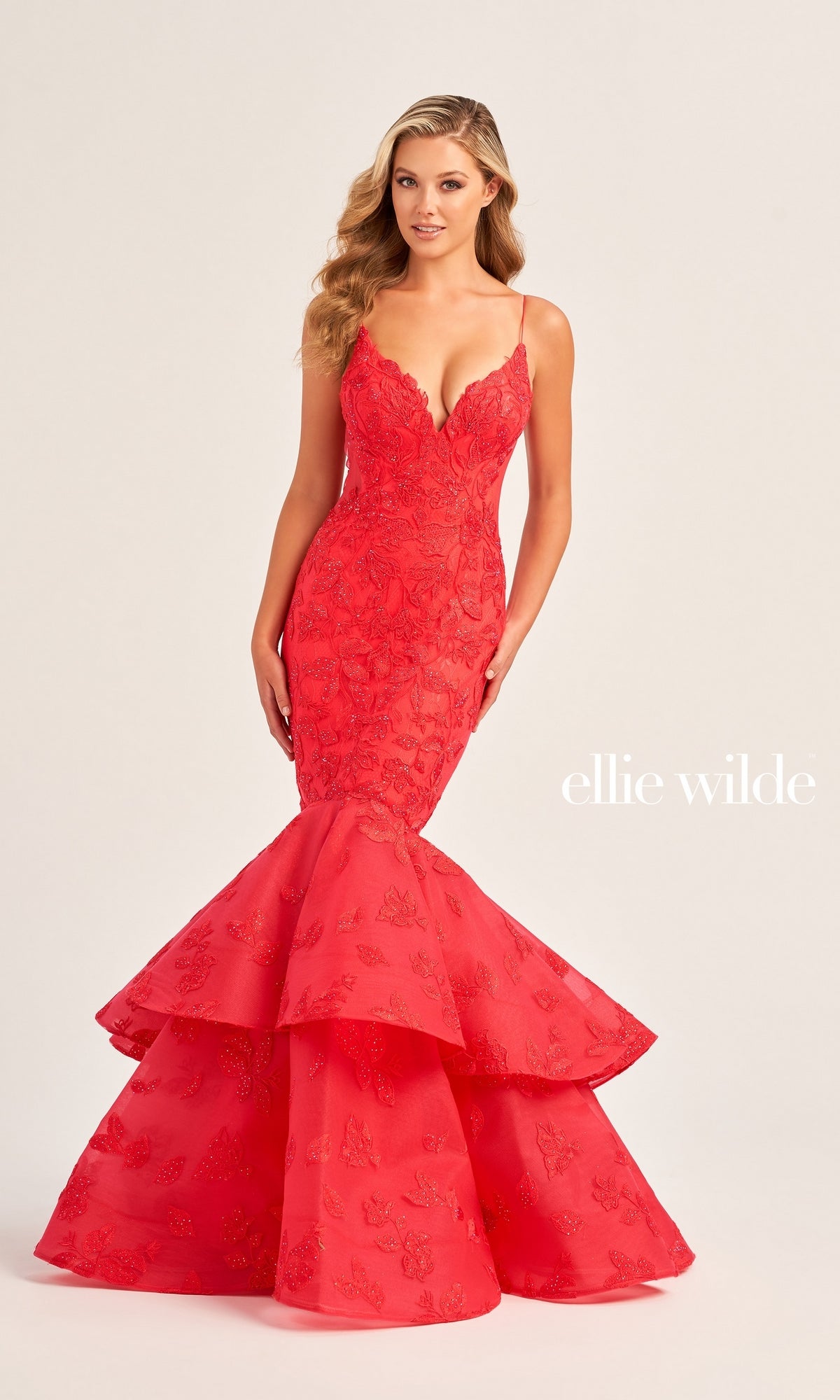 Ellie Wilde Long Lace Mermaid Prom Dress EW35092