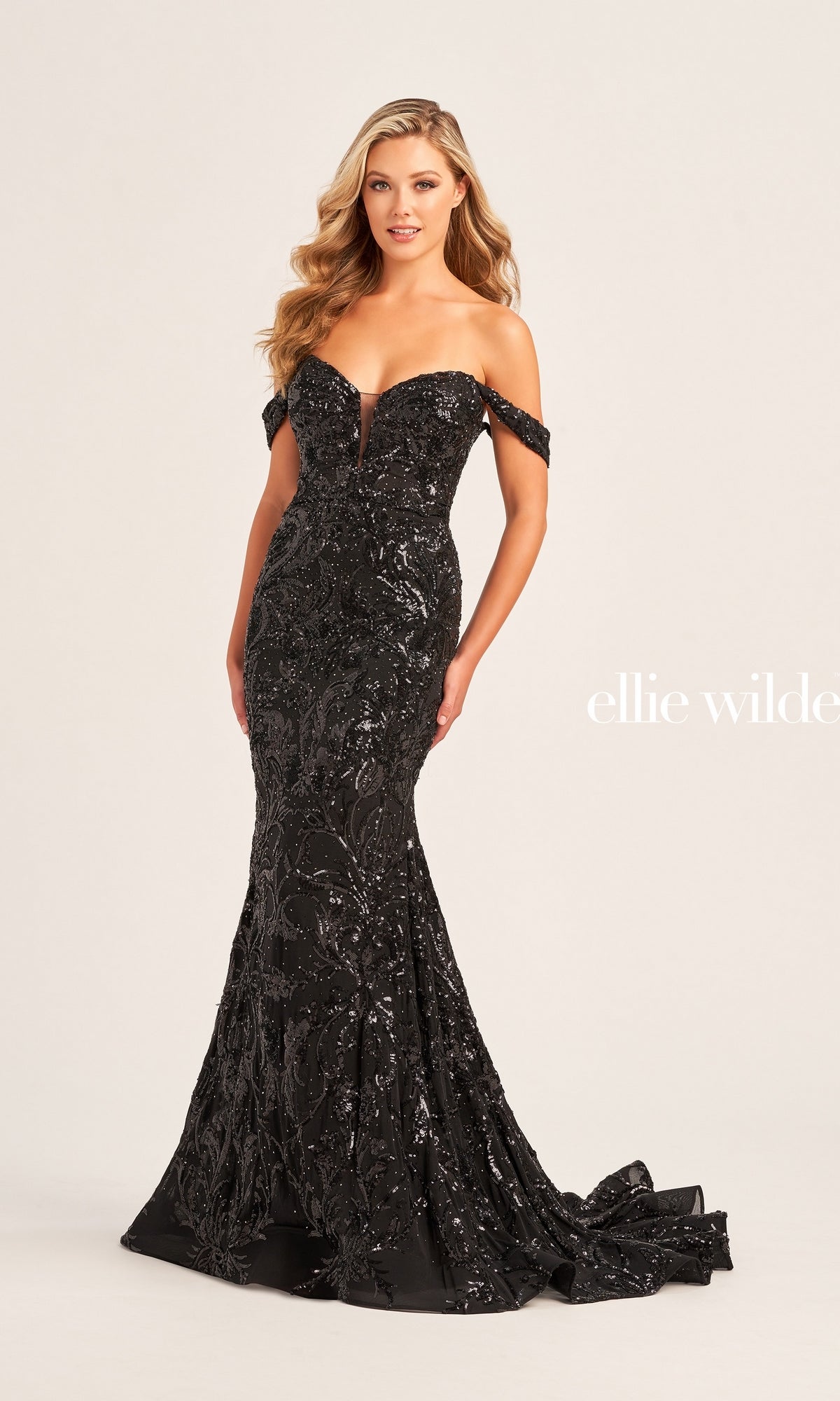 Beaded Ellie Wilde Designer Prom Dress EW35094