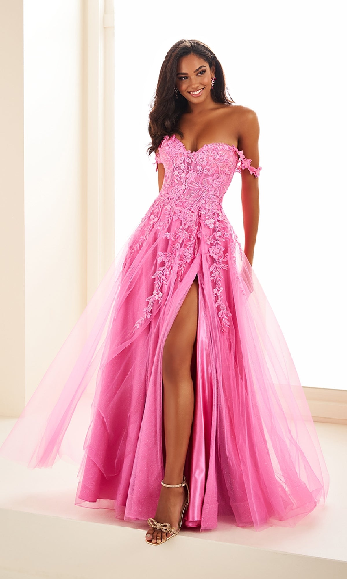 Off-the-Shoulder Long A-Line Prom Dress