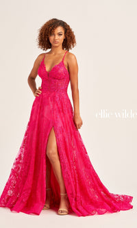 A-Line Long Ellie Wilde Glitter Prom Dress EW35103