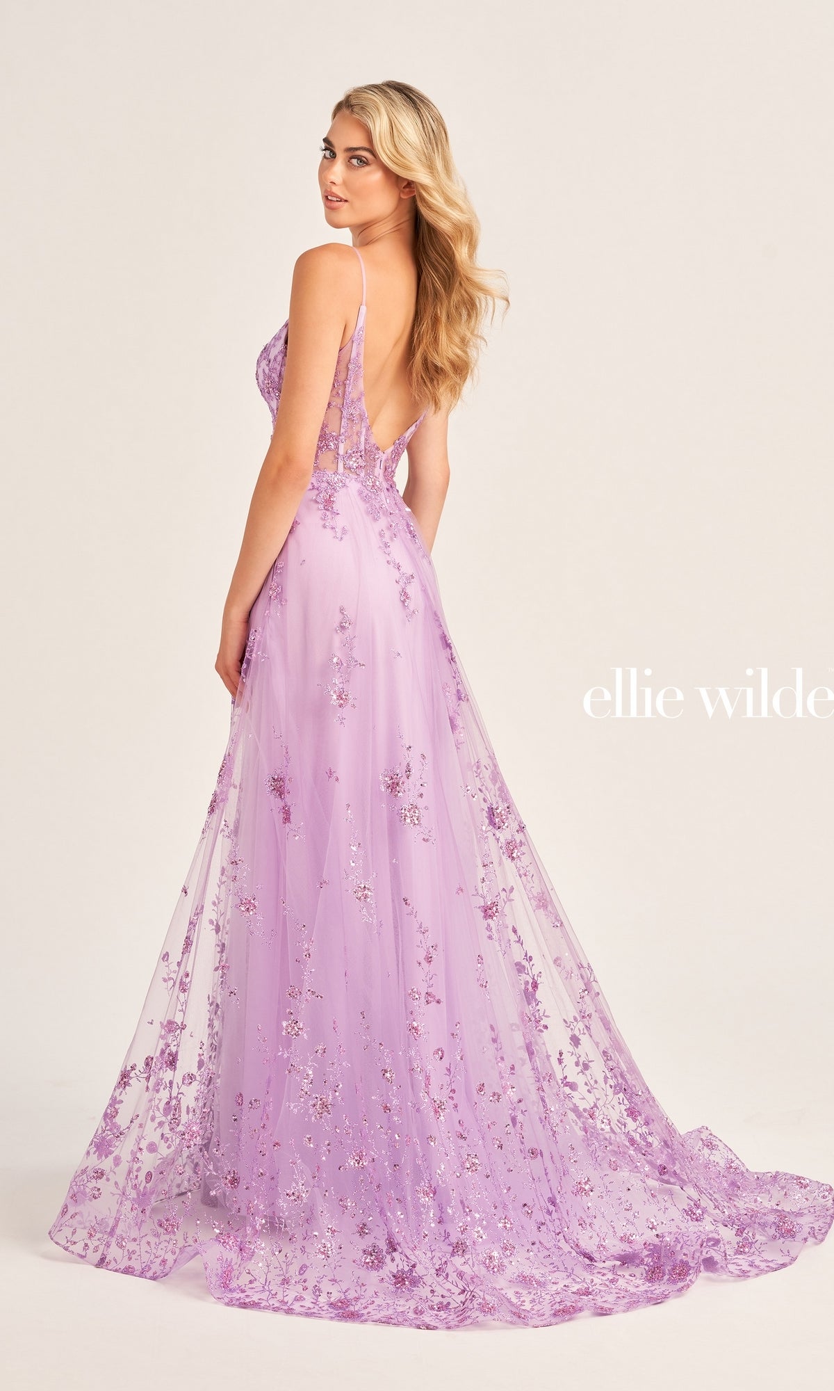 Glitter Ellie Wilde Long A-Line Prom Dress EW35105