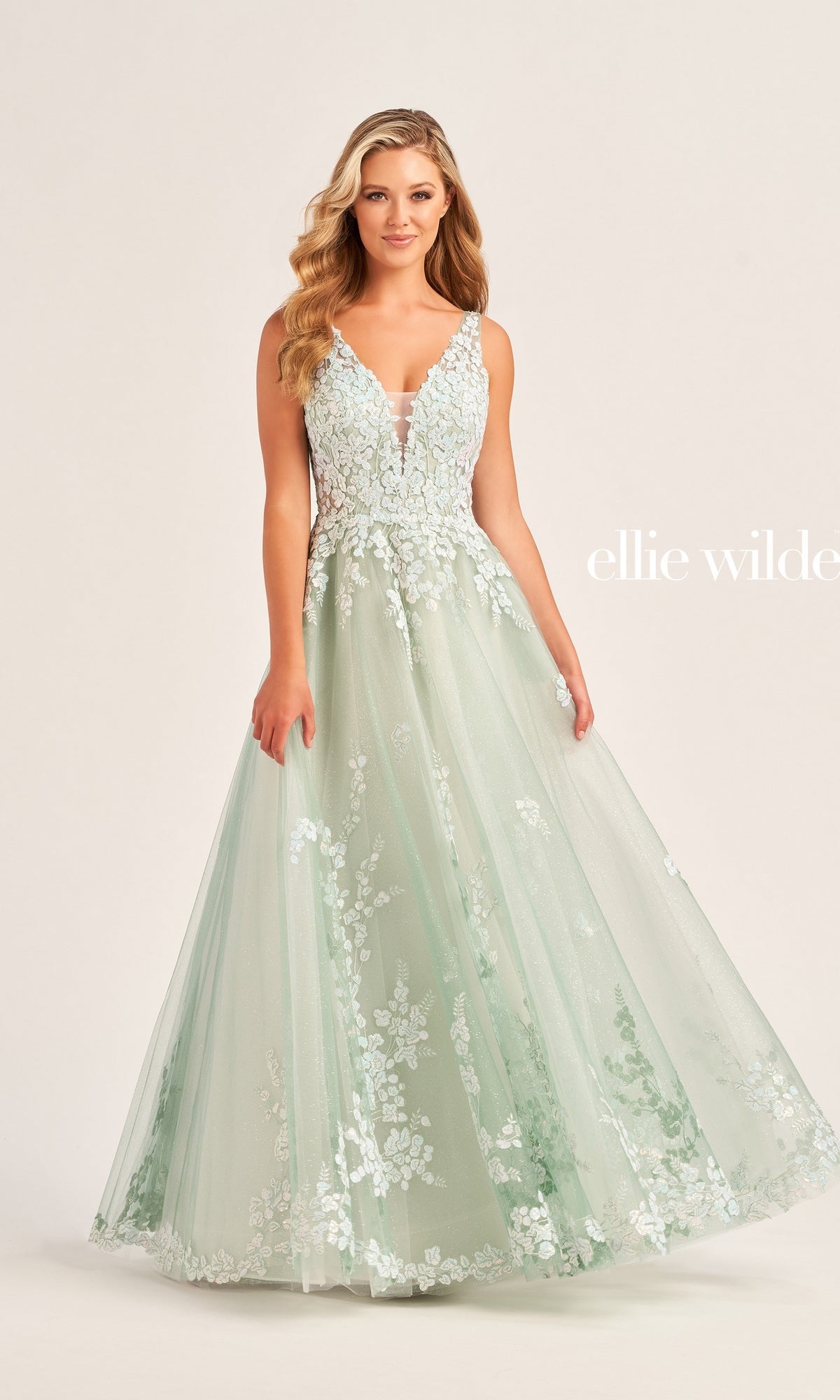 Ellie Wilde Long Sleeve Long Prom Dress EW35106