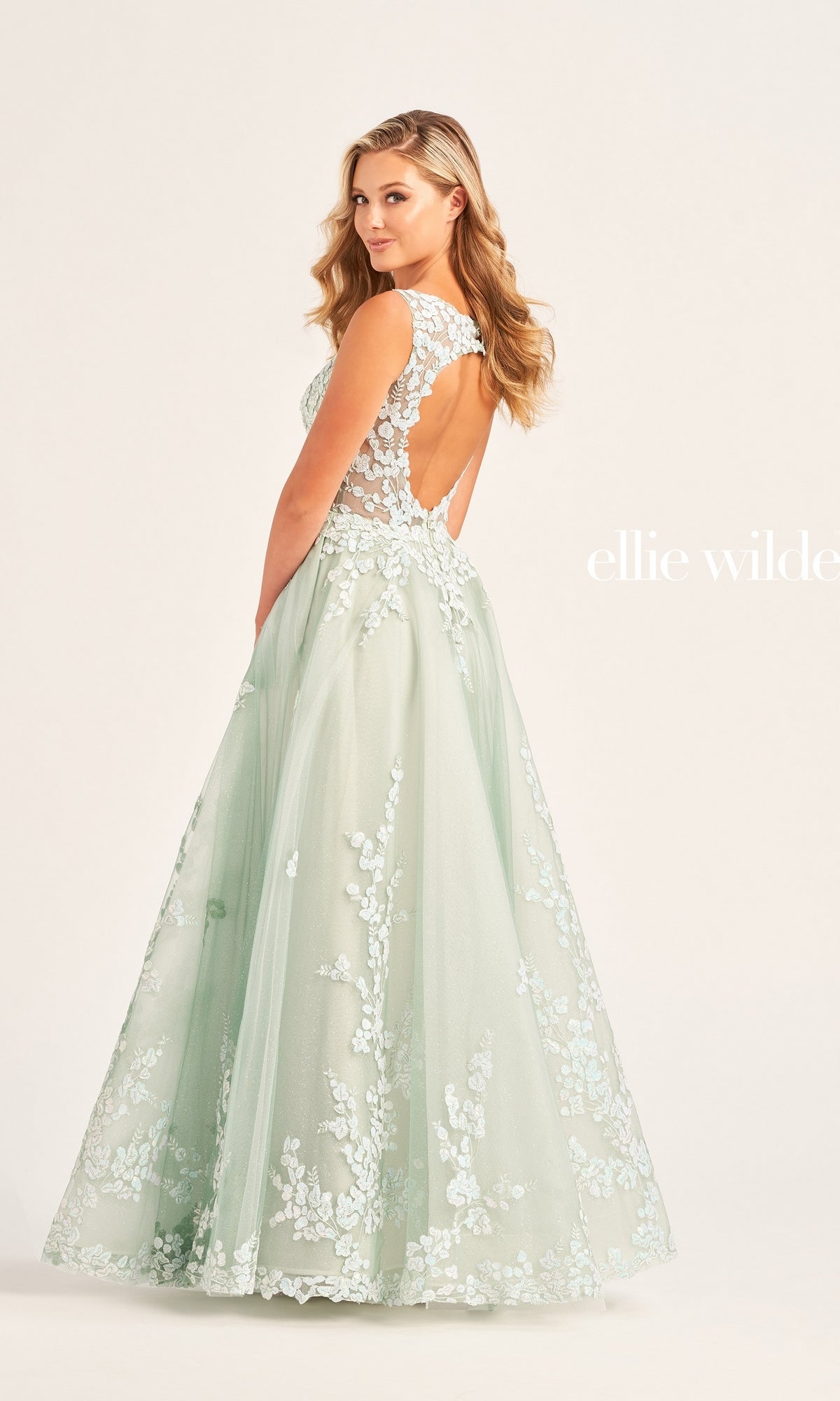 Ellie Wilde Long Sleeve Long Prom Dress EW35106