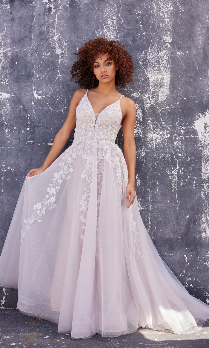 Floral-Lace Ellie Wilde Long Prom Dress EW35113
