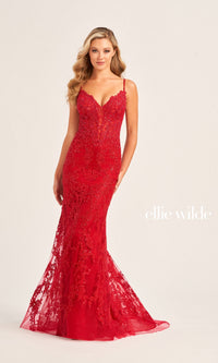 Embroidered Long Prom Dress by Ellie Wilde EW35115