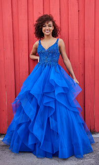Ellie Wilde Tiered Long A-Line Prom Dres EW35119