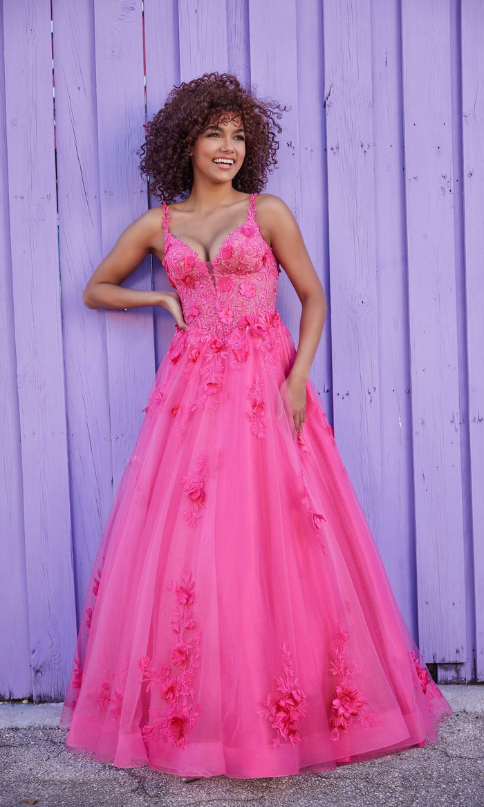Ellie Wilde Bright Pink Prom Ball Gown EW35122