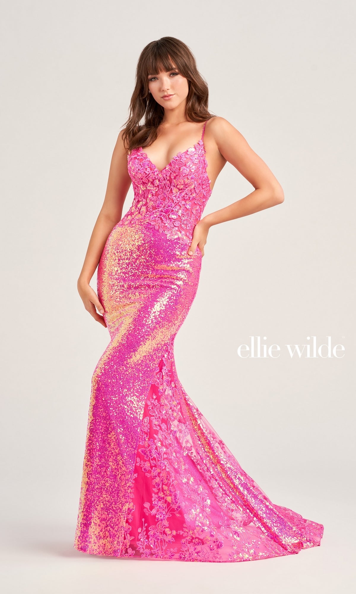 Ellie Wilde Tight Long Sequin Prom Dress EW35202
