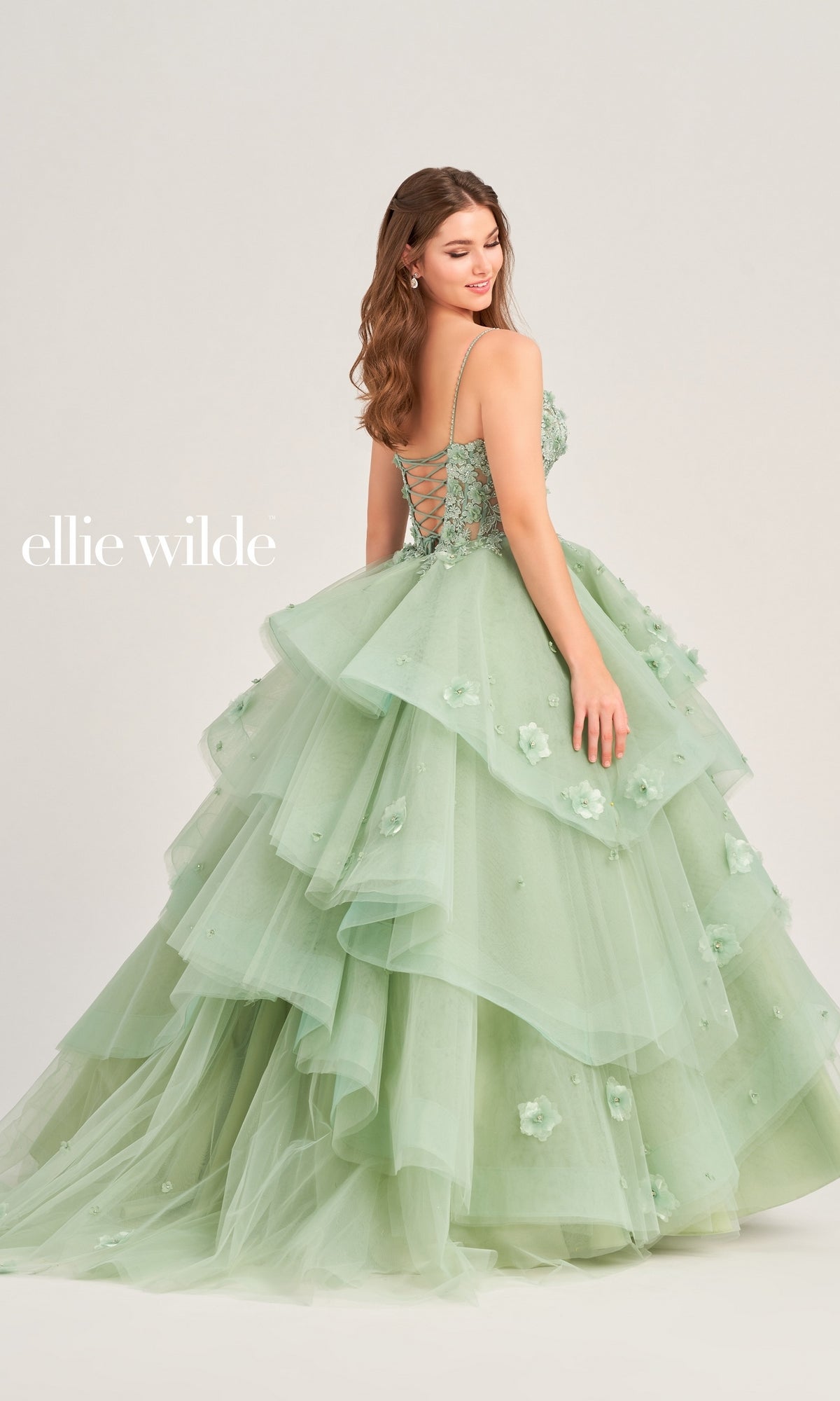 Ellie Wilde Long Tiered Prom Ball Gown EW35206