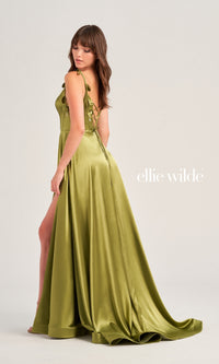 Ellie Wilde Long Satin Designer Prom Dress EW35215