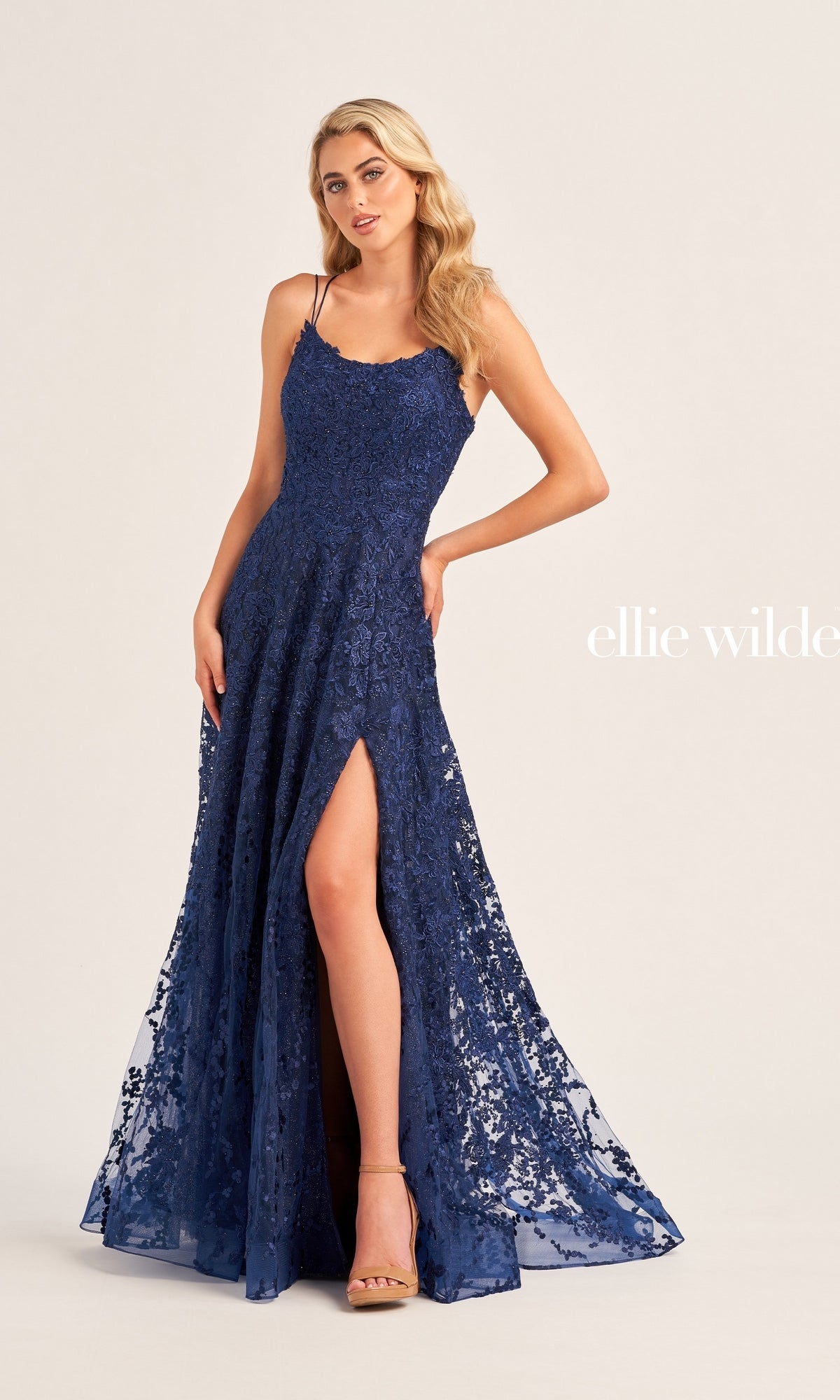 Ellie Wilde Long Lace Prom Dress EW35222