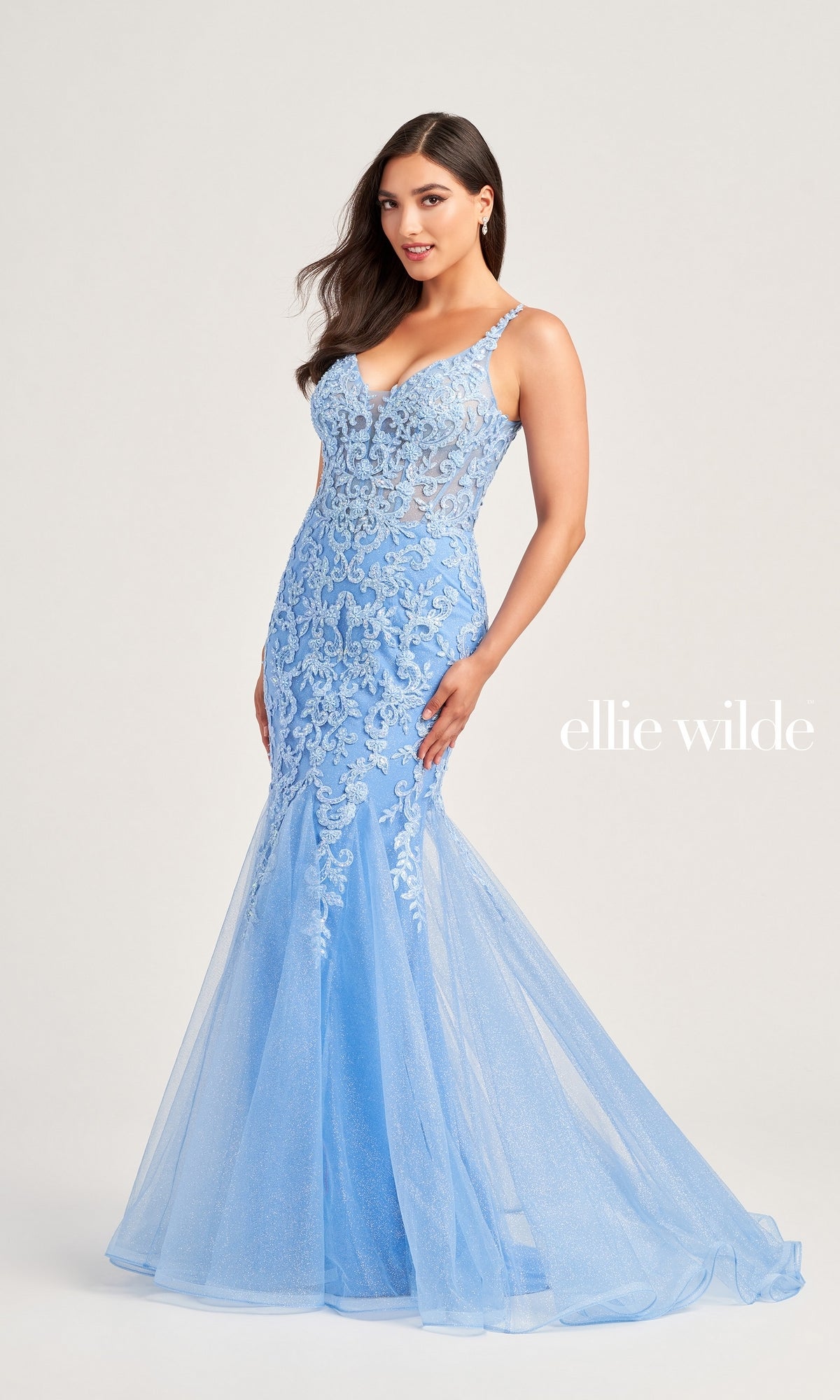 V-Back Ellie Wilde Long Mermaid Prom Dress EW35227
