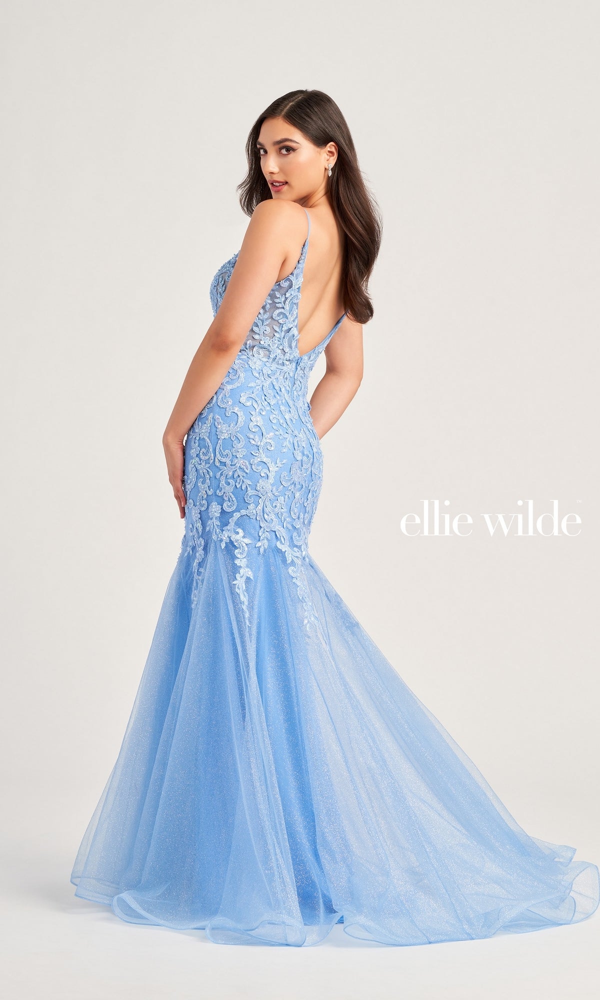 V-Back Ellie Wilde Long Mermaid Prom Dress EW35227