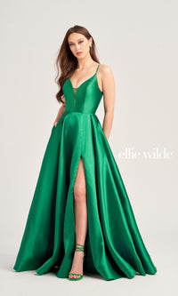 Ellie Wilde Long A-Line Satin Prom Dress EW35232