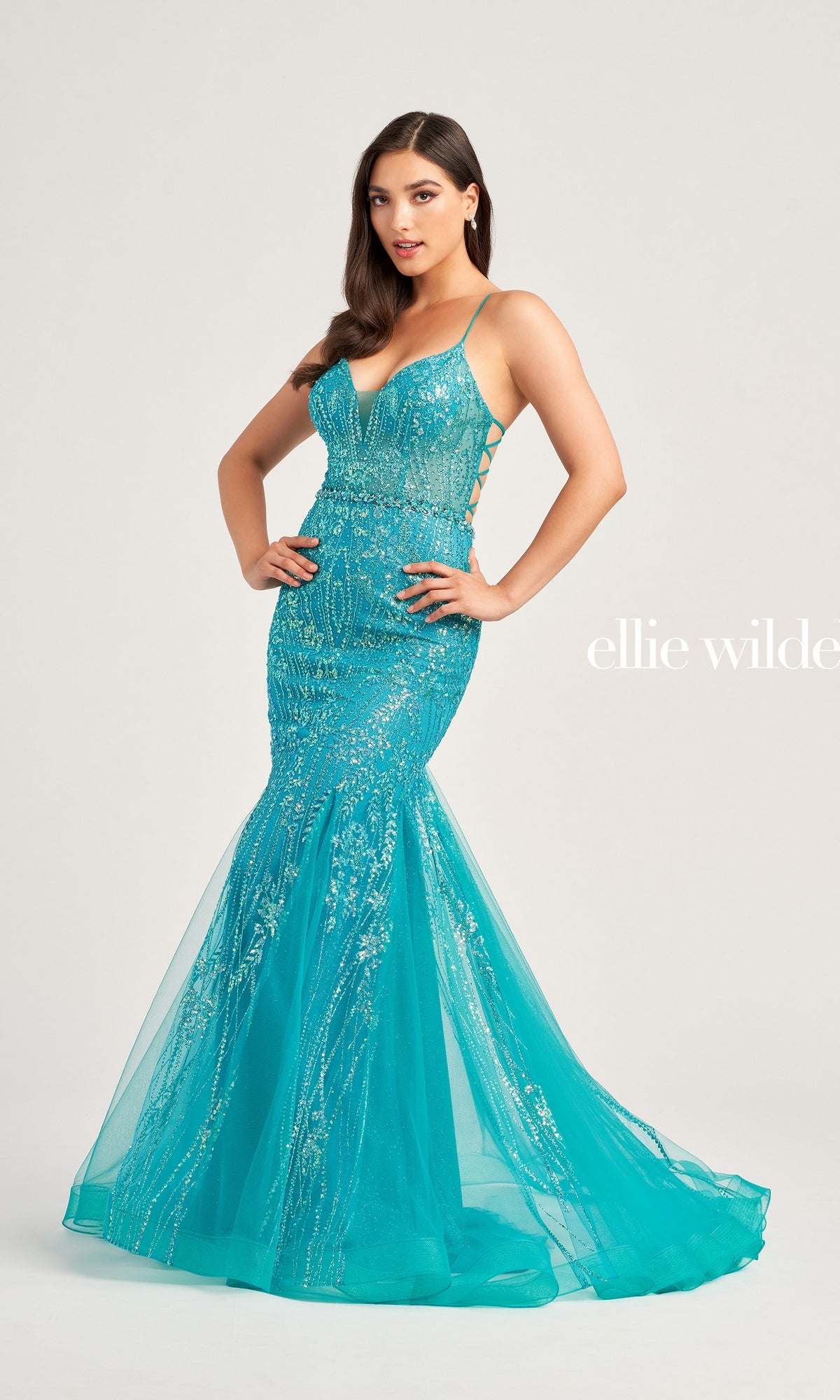 Ellie Wilde Long Sequin Mermaid Prom Dress EW35236