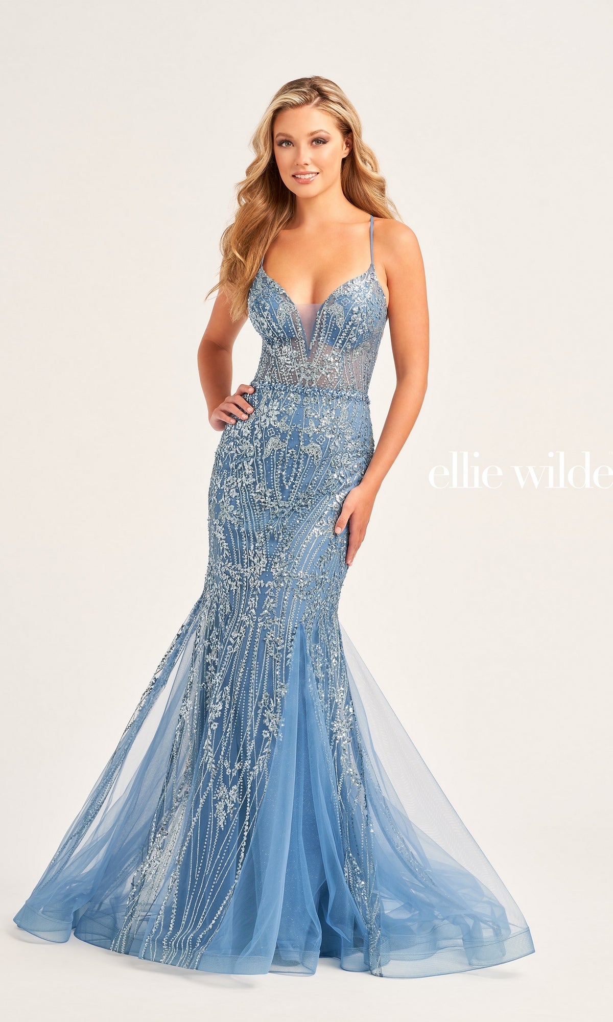 Ellie Wilde Long Sequin Mermaid Prom Dress EW35236