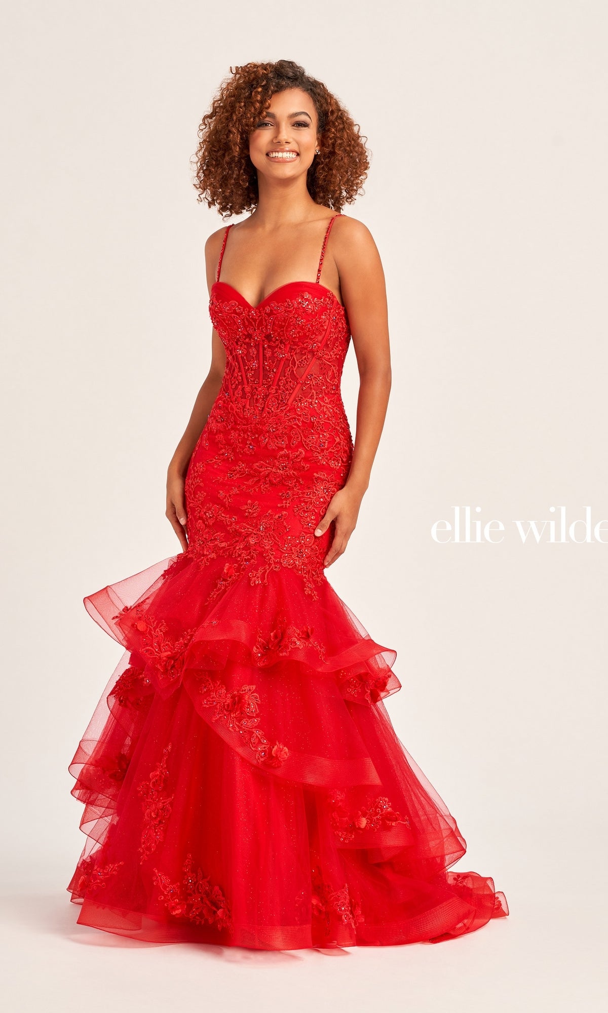Strapless Ellie Wilde Mermaid Prom Dress EW35239