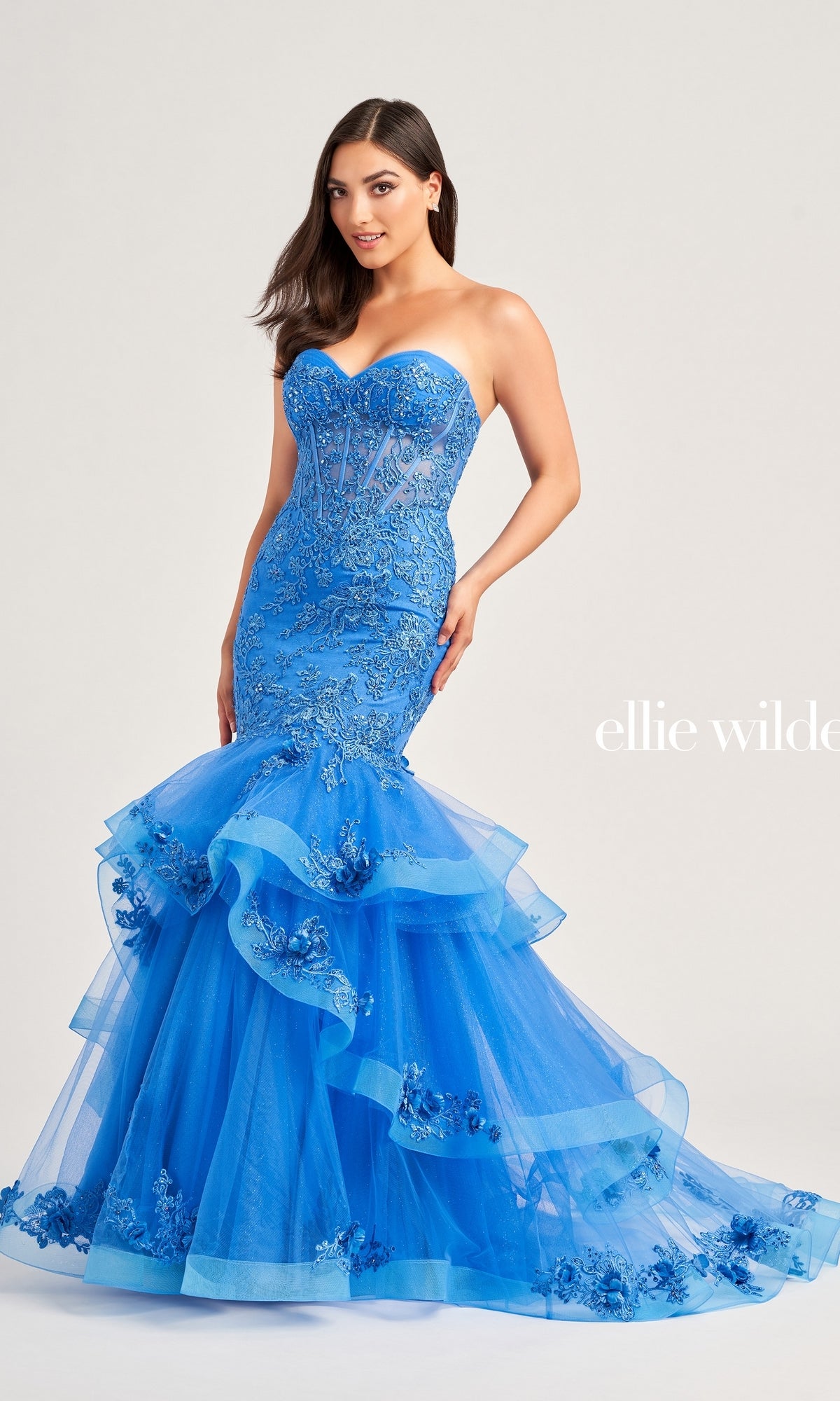 Strapless Ellie Wilde Mermaid Prom Dress EW35239