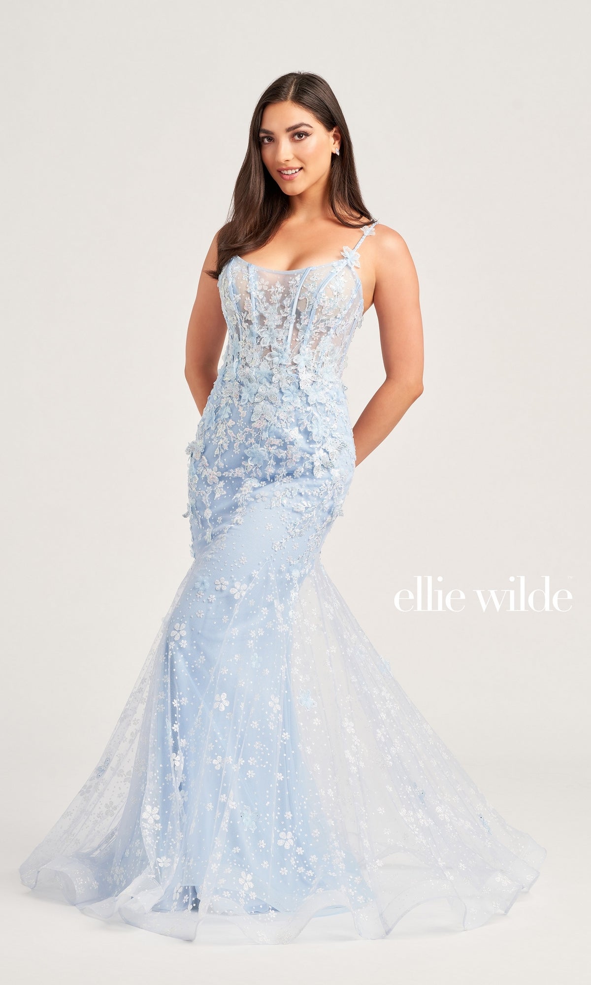 Ellie Wilde Long Butterfly Prom Dress EW35241
