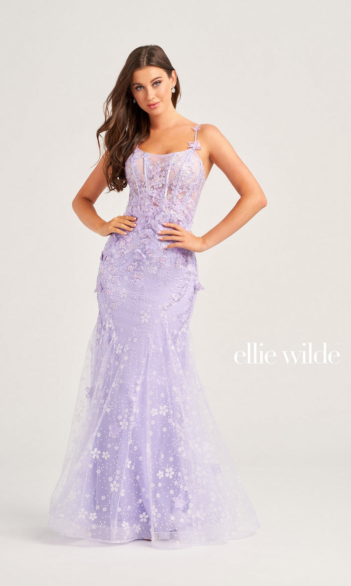 Ellie Wilde Long Butterfly Prom Dress EW35241