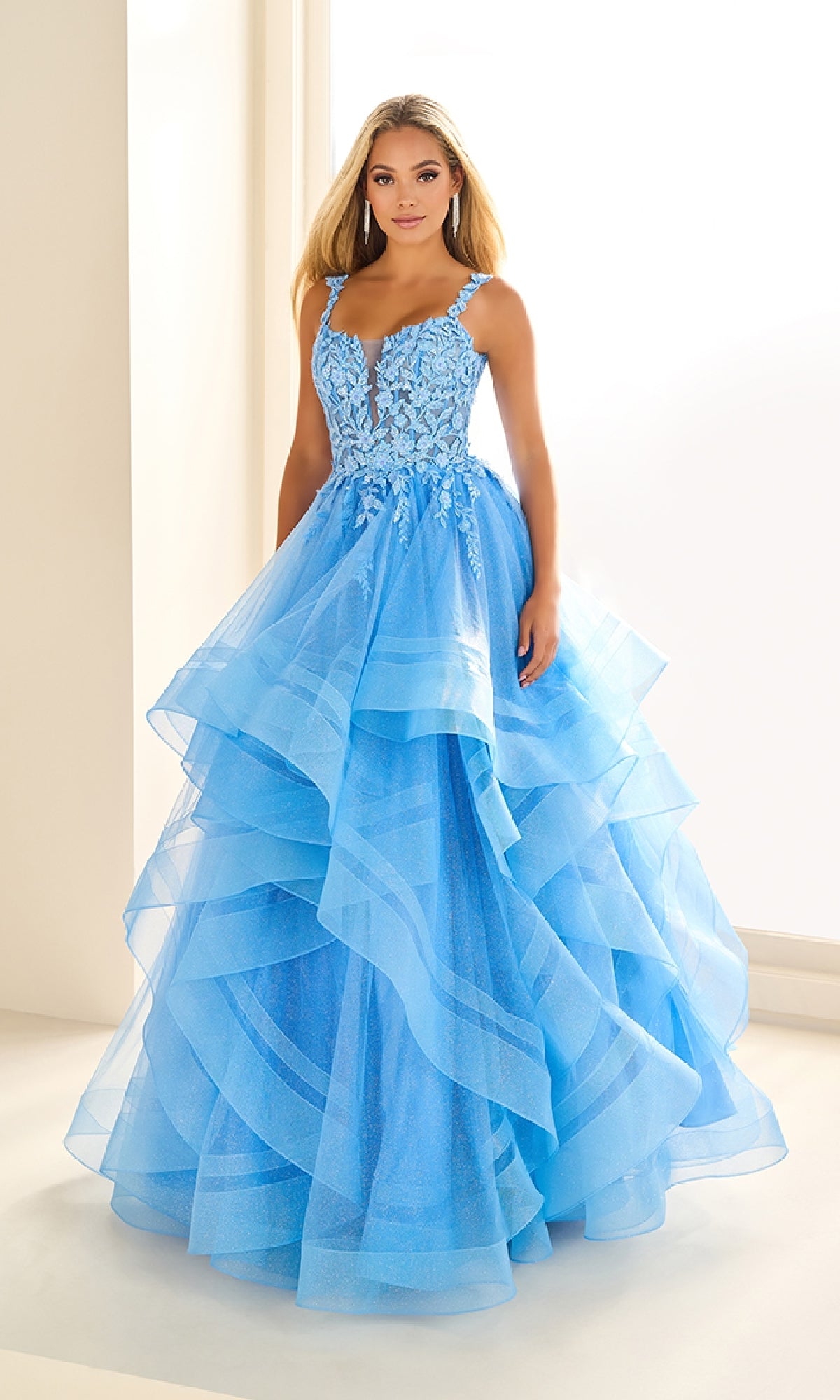 Long A-Line Glitter Prom Dress with Sequin-Lace Bodice