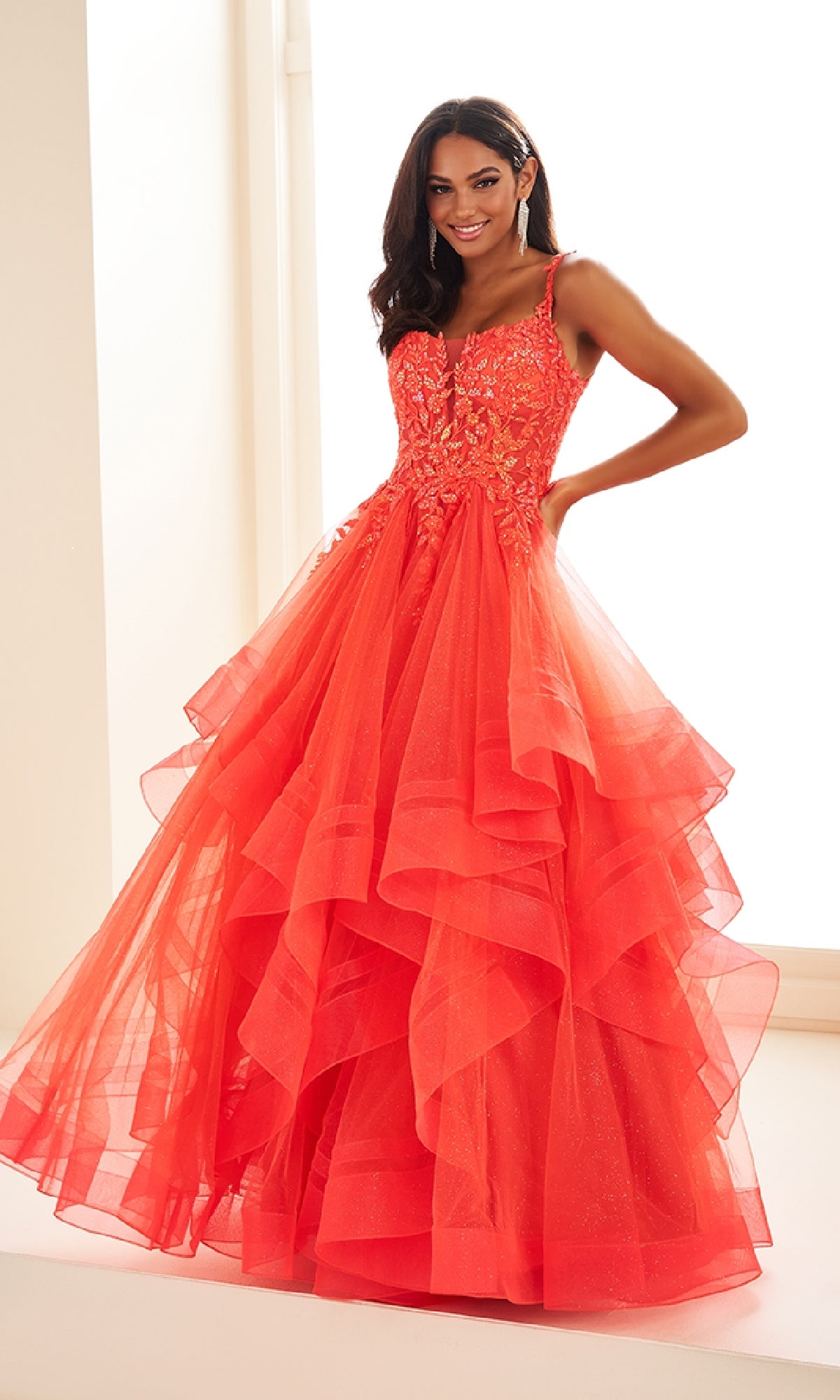 Long A-Line Glitter Prom Dress with Sequin-Lace Bodice PromGirl