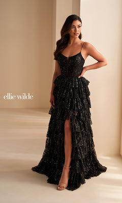 Long Prom Dress: Ellie Wilde EW36216 Lilac Snow / 00