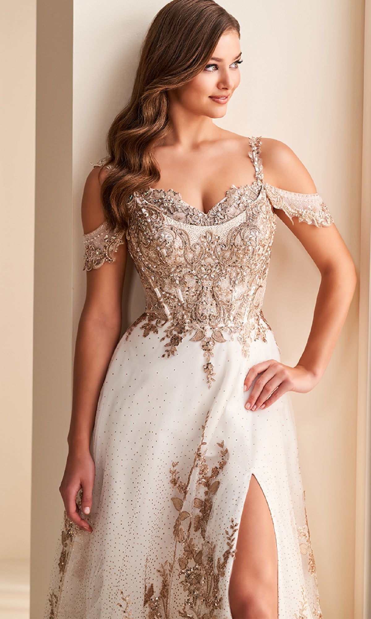 chinese dress ladies Viper | Cream Lace Long-Sleeve Maxi Dress main image 0