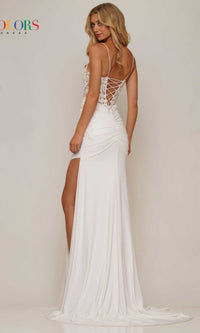 Lace-Up Open-Back Slinky Long Prom Dress G1086