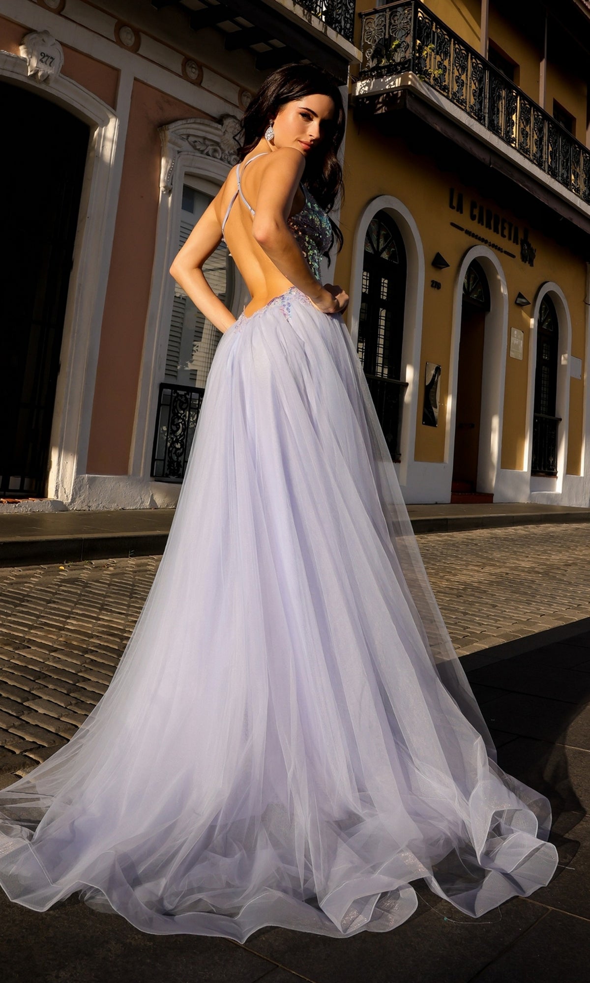 Sheer Embellished Bodice Long Prom Dress G1354