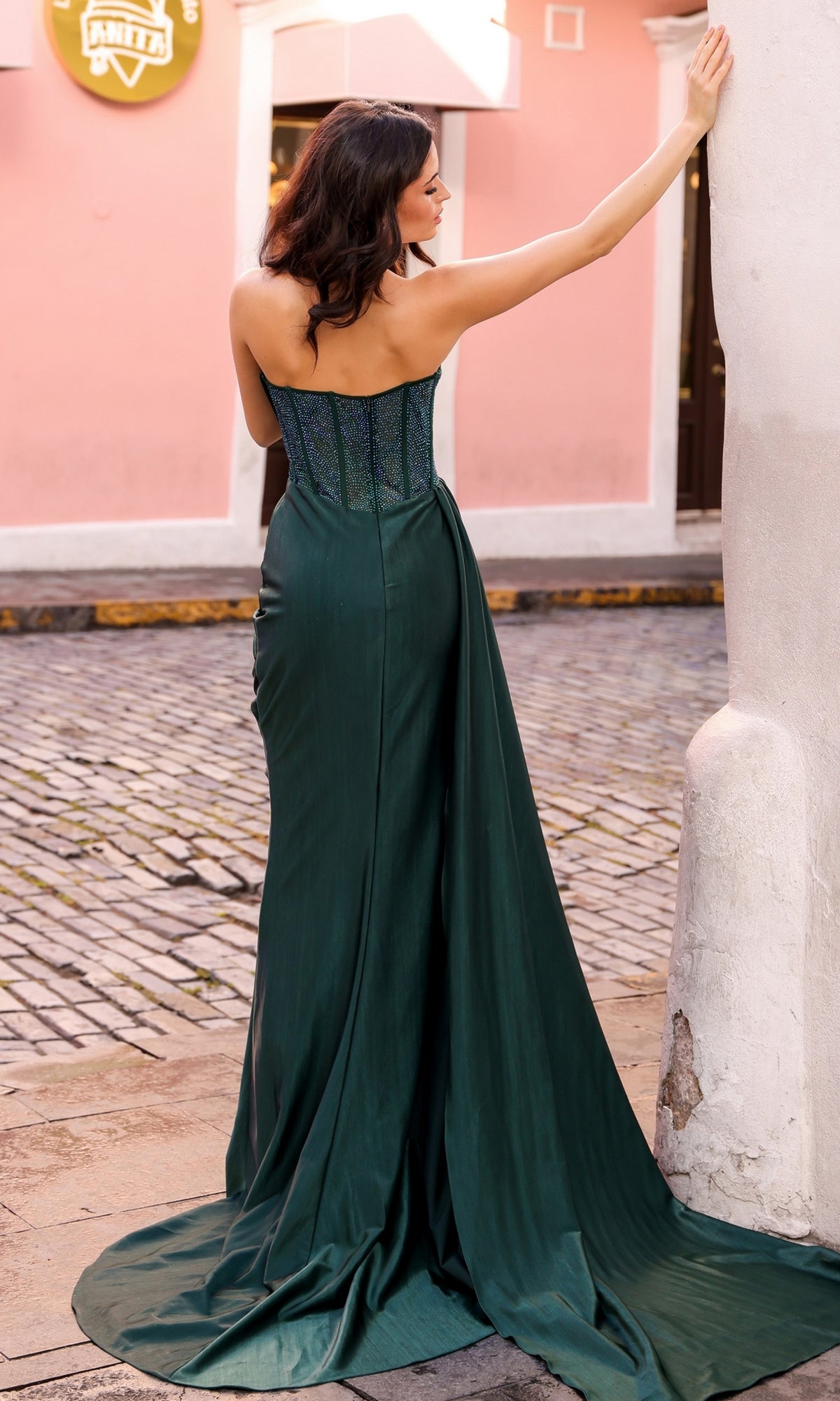 Embellished-Bodice Strapless Long Prom Dress G1367