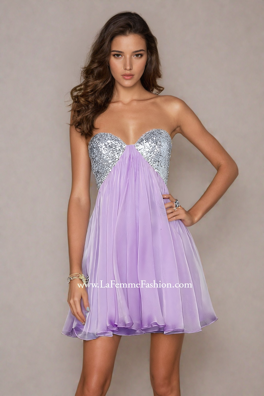 La Femme Short Strapless Prom Dress