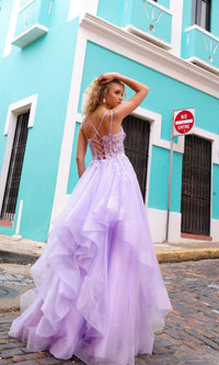 Lace-Up Long Tiered Prom Ball Gown H1351