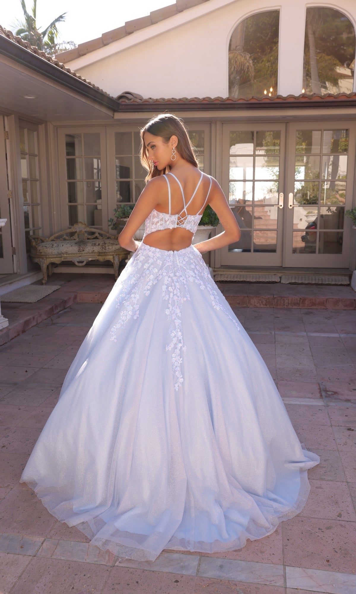 Long Corset Glitter Prom Ball Gown H1357