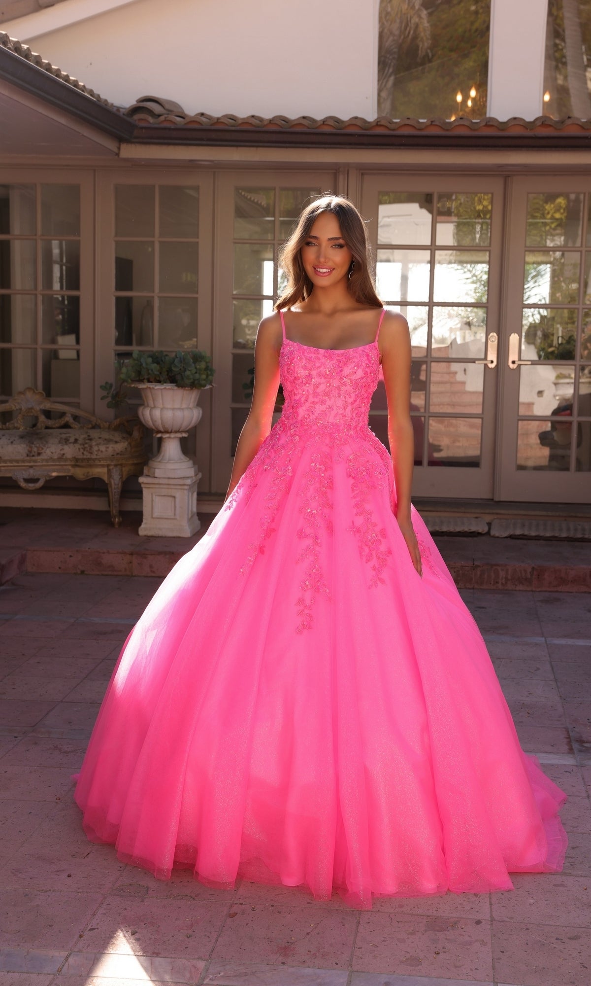 fitted lace wedding dress Off the Shoulder Floral Ball Gown 15712 – Sparkly Gowns main image 0