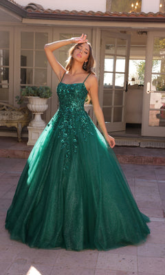 Dark Green Long A-Line Prom Dress Hunter Green / 12, image size:1200x2000