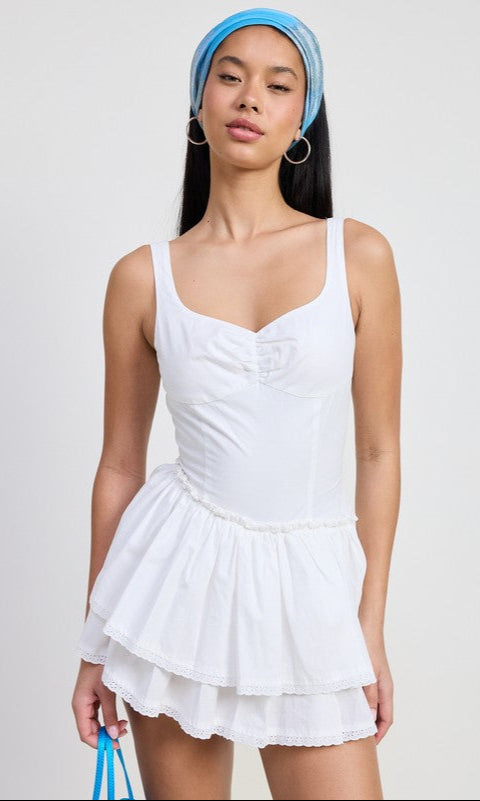 Sleeveless Simple Short Casual Cotton Summer Dress Off White / Medium Sleeveless Simple Short Casual Cotton Summer Dress Off White / Medium