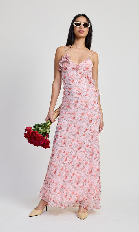 Backless Pink Floral Casual Maxi Dress PromGirl Backless Pink Floral Casual Maxi Dress PromGirl