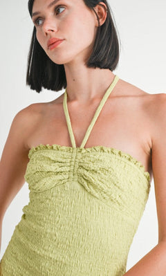 green emerald velvet dress Sage Sleeveless Cut Out Slit Midi Dress – Hot Miami Styles main image 0