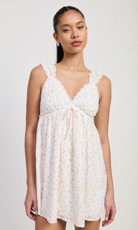 Orange Floral-Print Short White Casual Summer Dress White Tangerine Combo / Medium Orange Floral-Print Short White Casual Summer Dress White Tangerine Combo / Medium
